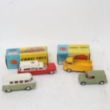 2 boxed Corgi toys, and a Corgi minivan and Volkswagen caravanette