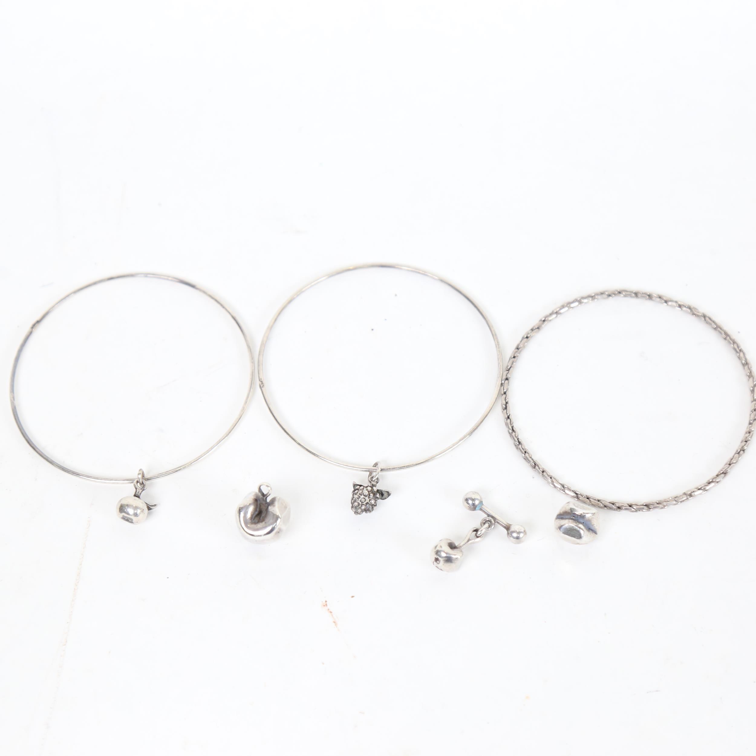 3 various silver bracelets etc