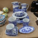 A group of Spode pottery, including Italian pattern jugs, tallest 20cm