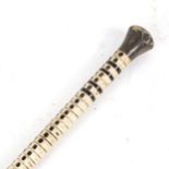 A 19th century shark's vertebrae walking cane, with horn knop and spacers, length 88cm Knop has a