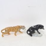 A Beswick leopard, and a black panther no. 1823
