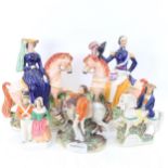 Various Staffordshire figure groups, including Garibaldi, Tom King, Duke and Duchess of Cambridge