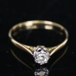 An 18ct gold diamond solitaire ring, size R