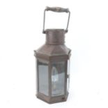 An early 20th century heavy gauge copper ship's lantern, marked Bulpitt & Sons 1918, height 41cm