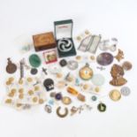 Various collectables, including Egyptian faience scarab beetles, large jasper plaque,
