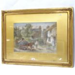 A 19th century watercolour, Polperro? village scene, indistinctly signed and dated 1879, framed,