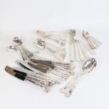 A suite of silver plated King's pattern cutlery for 6 people