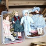 A large quantity of various dolls, some boxed