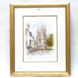 Alex Jawdokimov, coloured print, Canterbury Cathedral Kent, framed, overall 64cm x 52cm