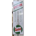 A Vintage enamel Castrol Motor Oil wall-hanging advertising sign thermometer, by Emaillerie