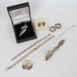 JOHN LAURIDSEN - a pair of sterling silver earrings, 2 Danish sterling silver bracelets etc