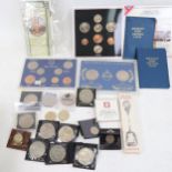 Cased sets of British coins, £2 coins, crowns etc