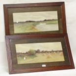 George Oyston, a pair of coloured prints, countryside landscapes, framed, overall 44cm x 74cm
