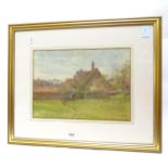 William St Clair Simmons, 19th century watercolour, figure by a country house, signed and dated