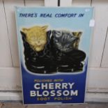 A lithographed tin Cherry Blossom Boot Polish advertising sign, 75cm x 48cm