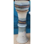 A Studio Daniels pottery jardiniere with banded decoration (A/F), matching floor standing