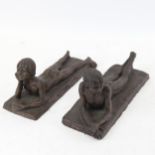 After Neil Godfrey, a pair of bronzed resin sculptures, signed and dated 1987, length 26cm