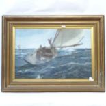A large coloured print, fighting the waves, gilt-framed, overall 108cm x 80cm