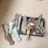 Brass light switches, bath feet, gilt-metal furniture mounts etc