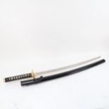 A replica Japanese katana sword and scabbard, blade length 70cm