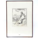Jean-Francois Millet (French 1814 - 1875), woodcut, La Grande Bergere Assise, image 27cm x 22cm,
