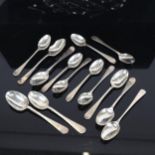 14 various engraved silver tea and coffee spoons, 7.2oz