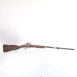 A reproduction double-barrelled flintlock sporting gun, barrel length 74cm