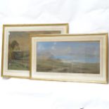 2 x 19th century watercolours, extensive country landscapes, artists comprise Edwin Harris, and G
