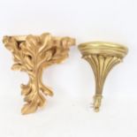 A composition gilded wall bracket, with foliate design, height 28cm, and a small fluted wall bracket