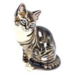 A large Seneshall Studio pottery seated tabby cat figure, Tinkabelle, signed, height 29cm No chips