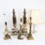 Various table lamps, including Corinthian column etc, largest height 50cm (7)