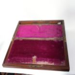 19th century inlaid writing slope, with fitted interior, carrying handles, and drawers under,