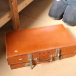 A Vintage leather suitcase, length 68cm