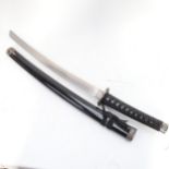 A reproduction Wakizashi sword and scabbard, blade length 50cm