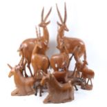 A collection of African carved wood animals