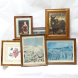 Various pictures and prints, including Grandma Moses etc (7)