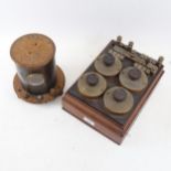 A Eureka wire gauge on mahogany stand, and an Ayrton Mather Galvanometer, height 17cm