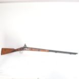 A percussion cap rifle, lock mark N Hanton, barrel length 88cm