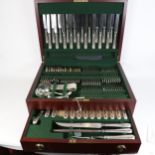 Roberts & Belk Ltd Sheffield, a canteen of silver plated cutlery for people, including carving set