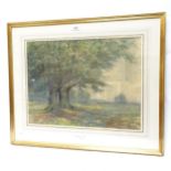 19th century watercolour, Richmond Park Surrey, signed Barrett, framed, overall 59cm x 71cm
