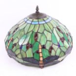 A large Tiffany style leadlight dragonfly lamp shade, diameter 40cm No major damage or lost