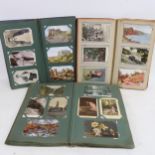 3 albums of Vintage postcards, approx 600