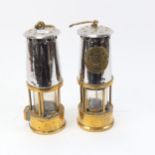 2 brass miner's lamps, including example by The Protector Lamp & Lighting Co Ltd, height 23cm