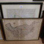 An Antique hand coloured map of The Hundred of Wrotham, framed, height 64cm overall, and a framed