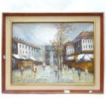 Kressley, oil on canvas, Parisian street scene with figures, framed, overall 73cm x 58cm