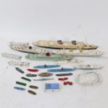 Diecast model ships, including the SS United States, and RMS Caronia