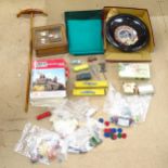 Airfix magazines, gaming chips, diecast vehicles (including two Triang warships), Roulette game etc