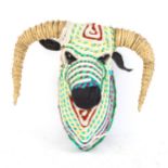 A Spanish multi-coloured rope bull-head, height 35cm