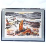 Malcolm Cameron, lithograph, the Breadknife, Wurrumbungle National Park NSW, limited edition no.