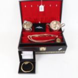A silver and enamel RAF sweetheart brooch, a Dinar wristwatch etc, in a fitted jewellery box